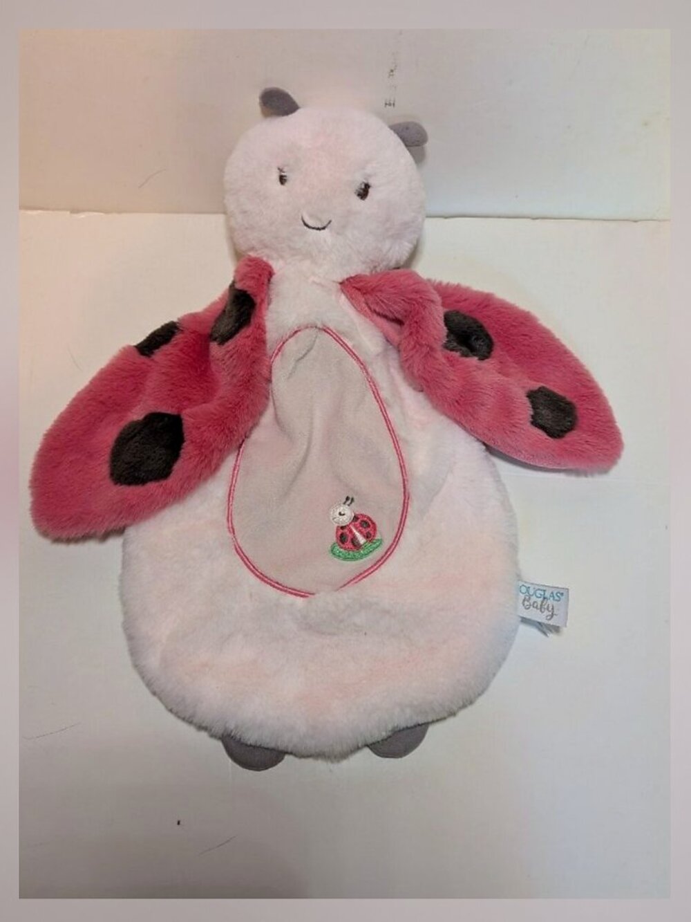 New Douglas Baby Lia Ladybug Plush Sshlumpie Lovey Security Blanket Pink 16"NWOT